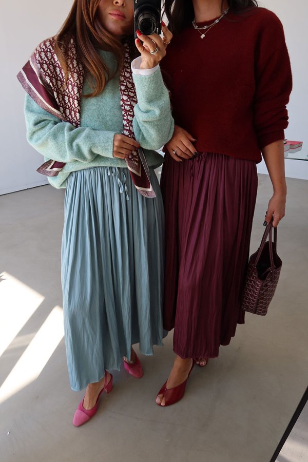 Beli Lastikli Kendinden Kırışık Etek