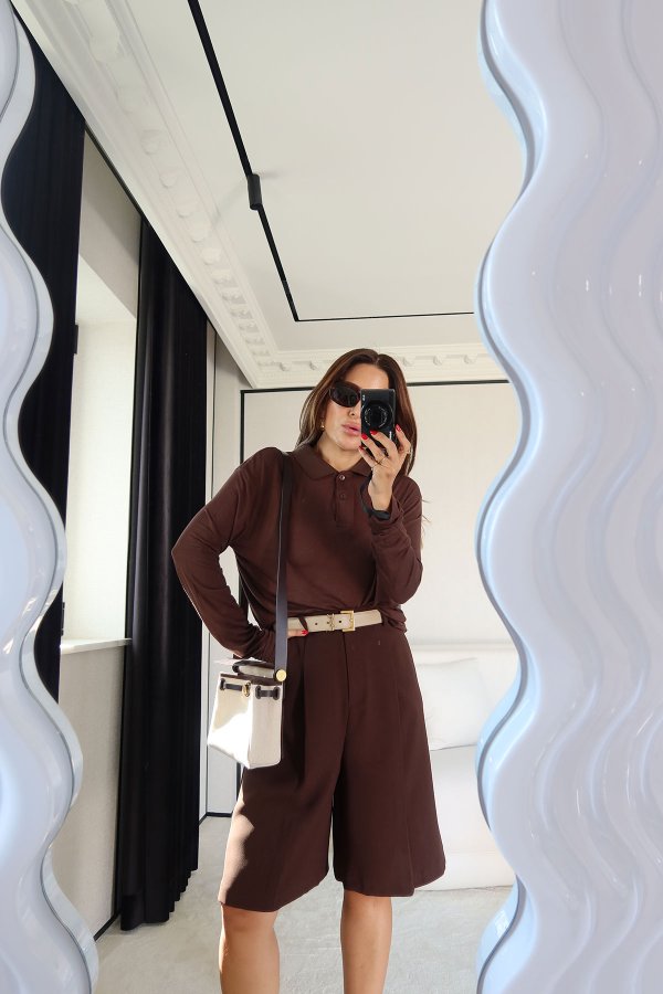 Polo Yaka Uzun Kollu Basic Bluz