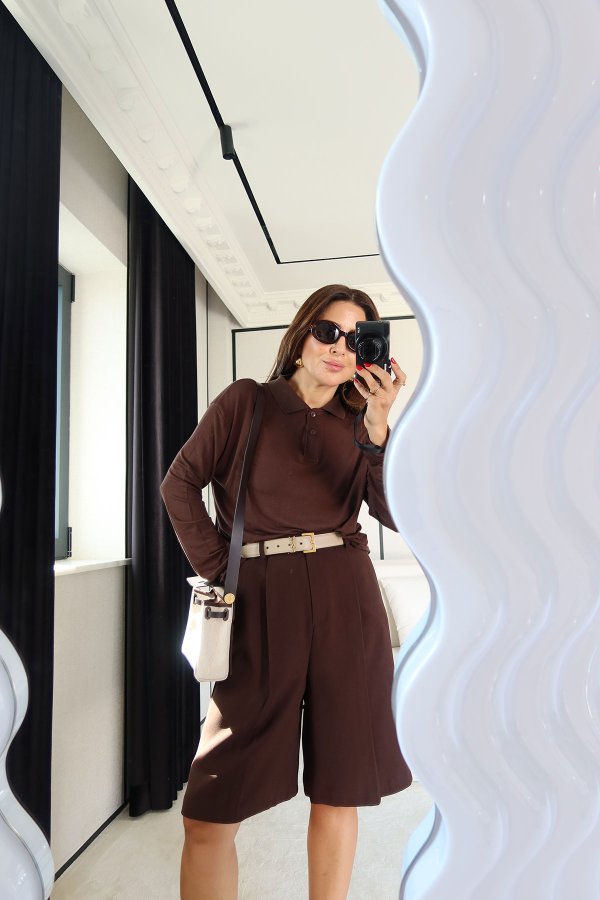 Polo Yaka Uzun Kollu Basic Bluz