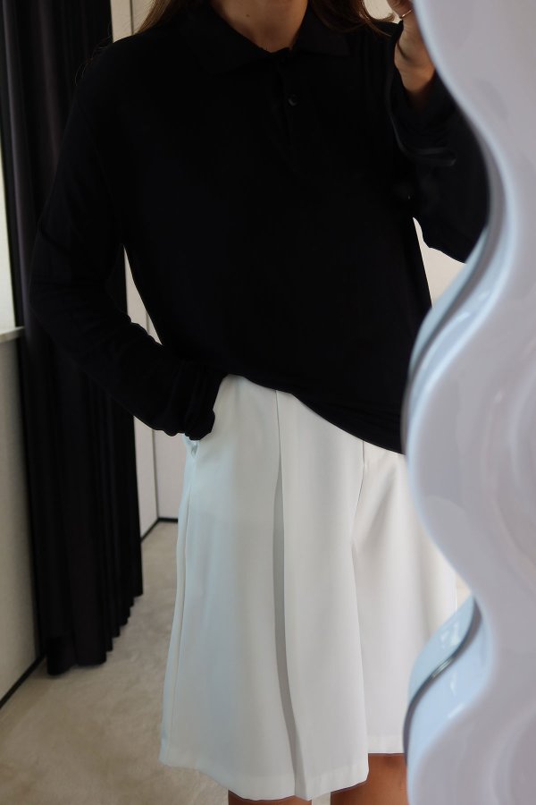 Polo Yaka Uzun Kollu Basic Bluz