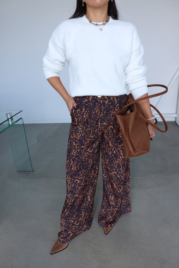 Gold Düğmeli Karışık Desenli Palazzo Pantolon