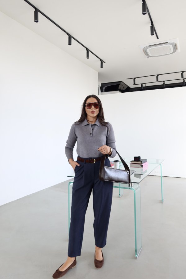 Kemerli Havuç Paça Kumaş Pantolon