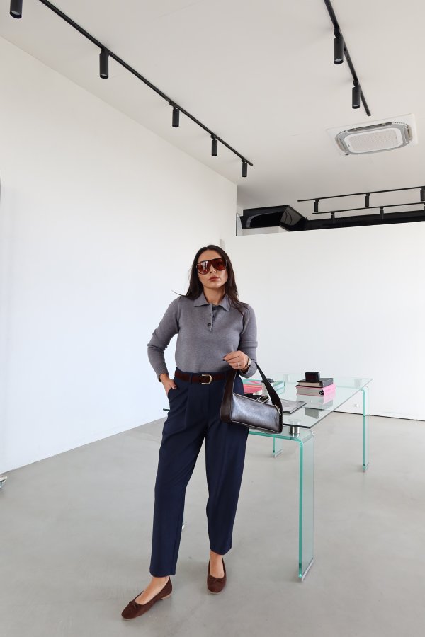 Kemerli Havuç Paça Kumaş Pantolon