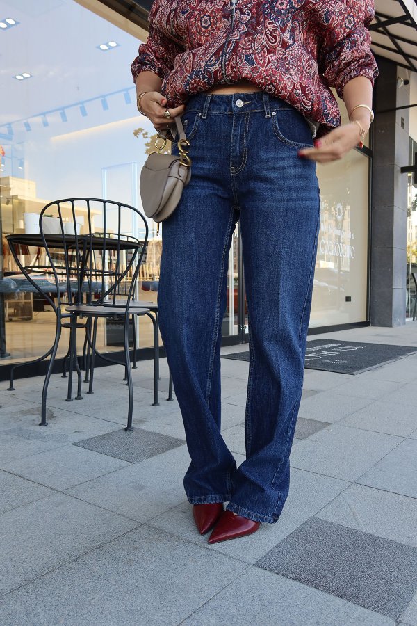 Kontrast Dikişli Stright Jean
