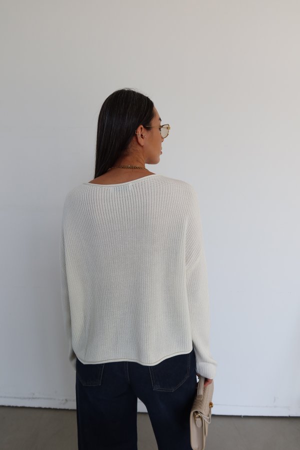 Kayık Yaka Basic Triko Kazak