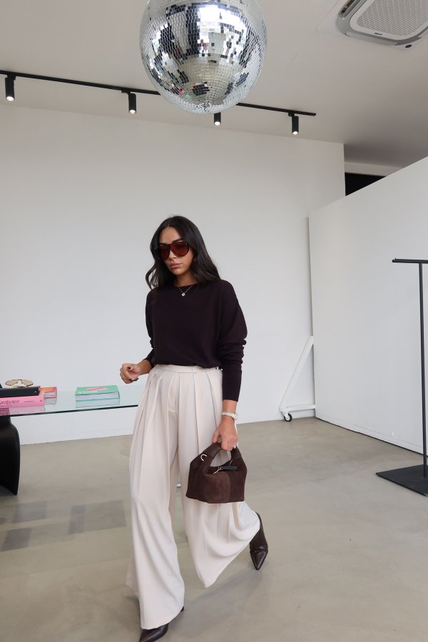 Pileli Geniş Kalıp Pantolon