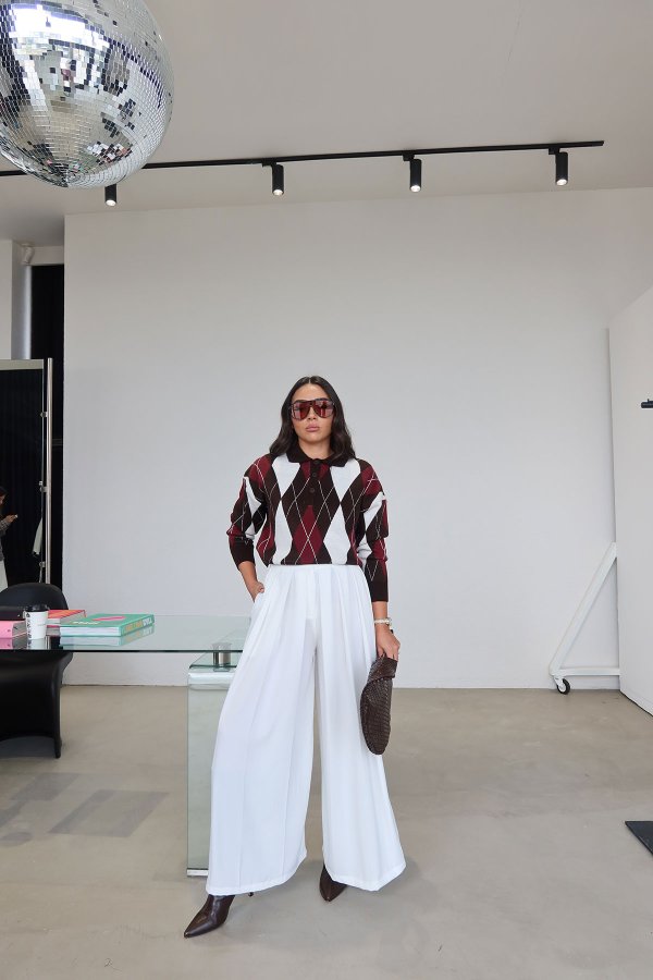 Pileli Geniş Kalıp Pantolon