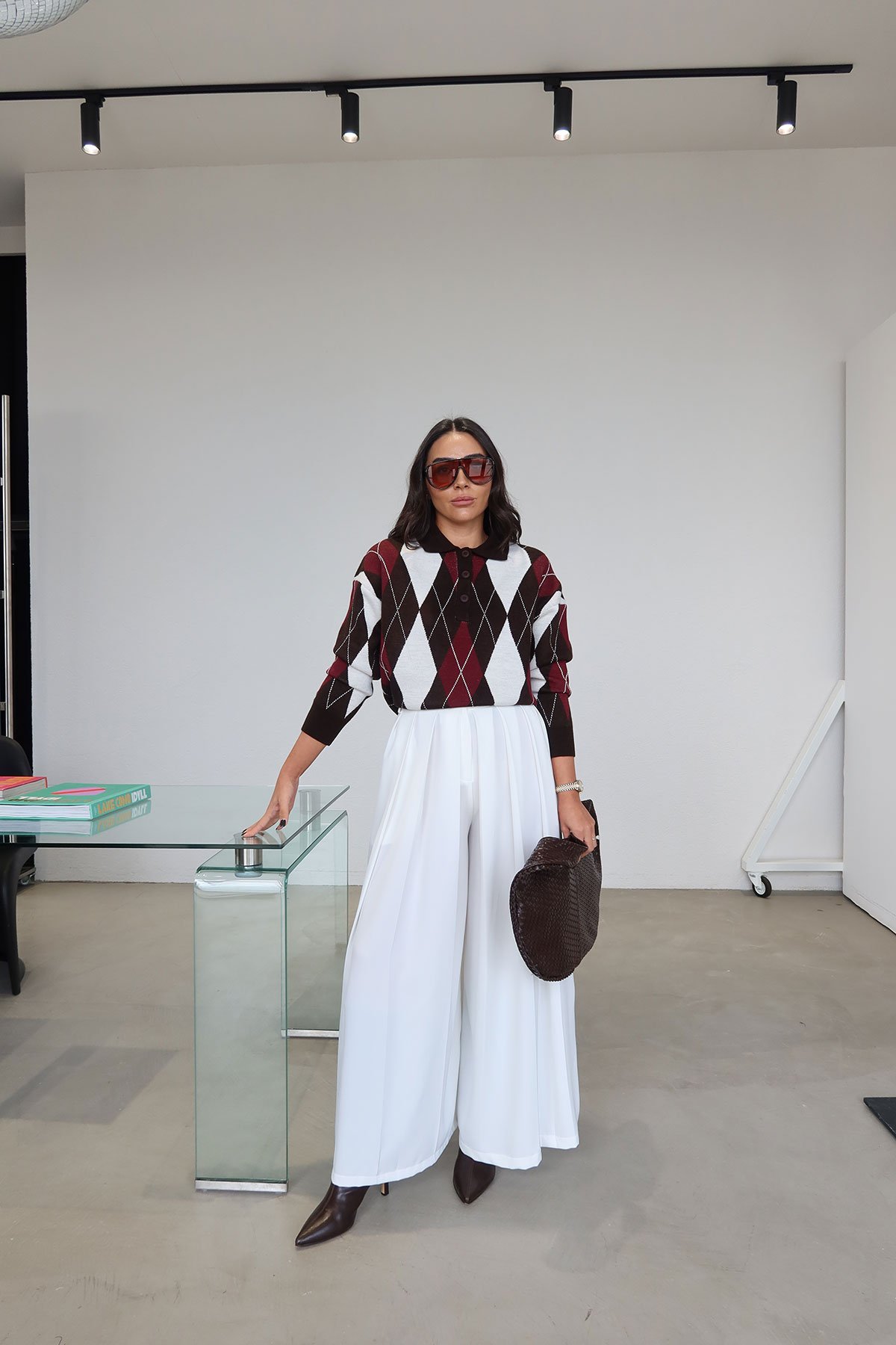 Pileli Geniş Kalıp Pantolon