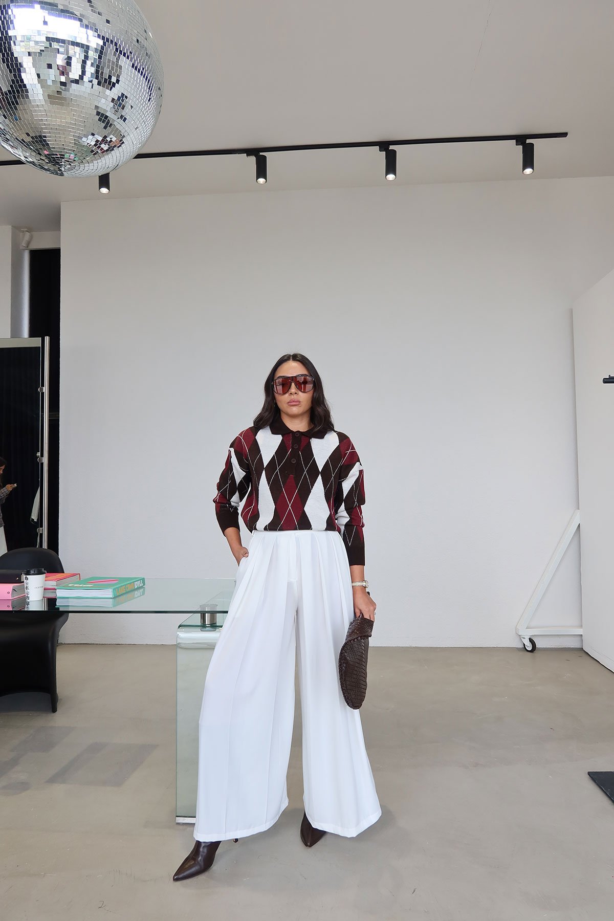 Pileli Geniş Kalıp Pantolon