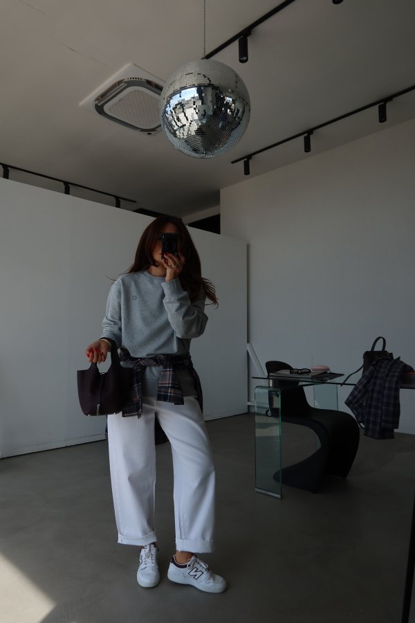 Bisiklet Yaka Oversize Basic Sweat