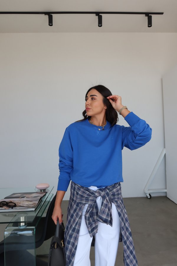 Bisiklet Yaka Oversize Basic Sweat