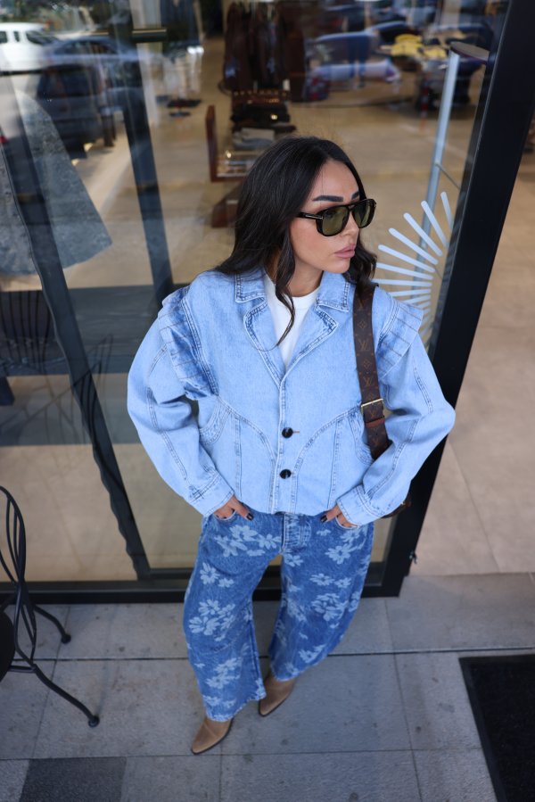 Kolları Fermuarlı Vintage Denim Ceket