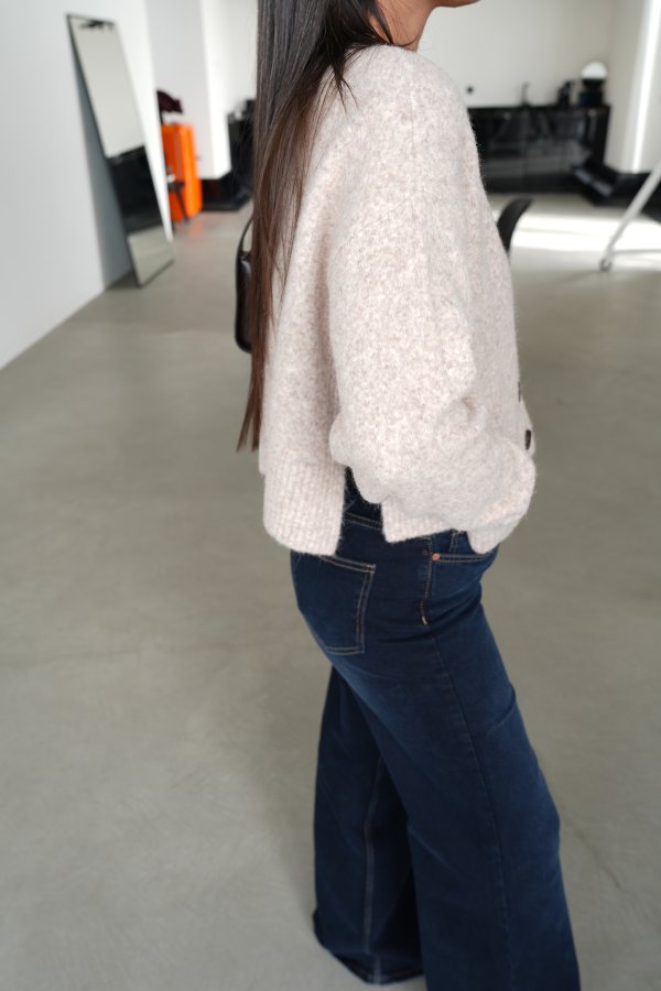 Bisiklet Yaka Yanları Yırtmaçlı Hırka