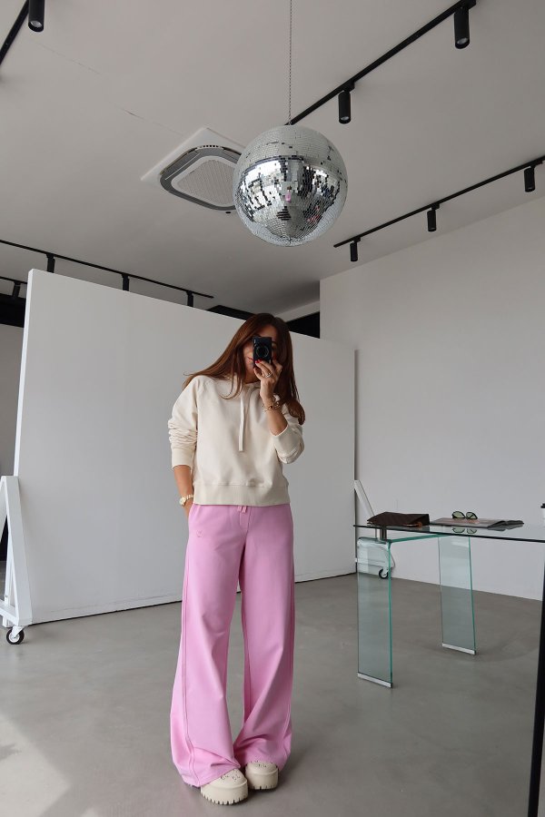 Beli Bağlamalı Geniş Paça Eşofman Alt