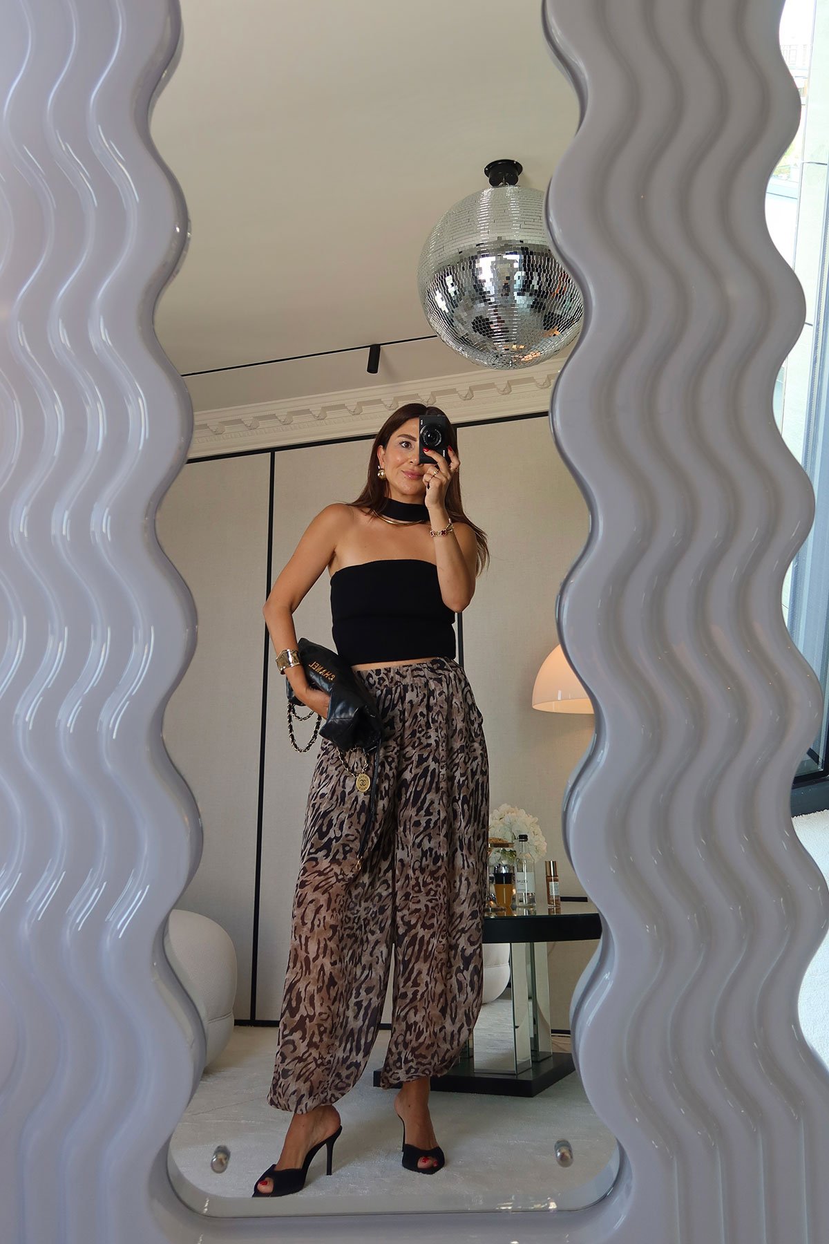 Leopar Desen Şalvar Pantolon