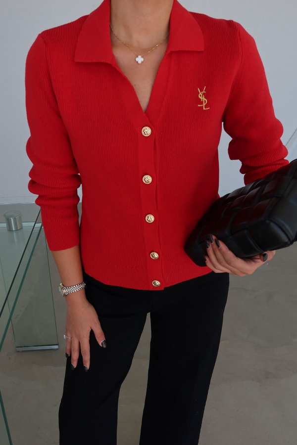 Polo Yaka Gold Düğmeli Hırka