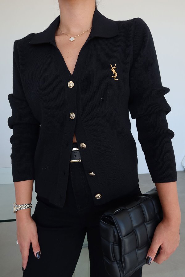 Polo Yaka Gold Düğmeli Hırka
