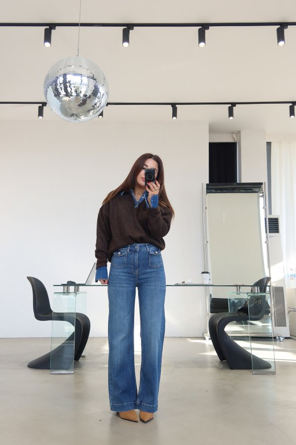 Mini Cep Detaylı Paça Kısmı Dikişli Jean