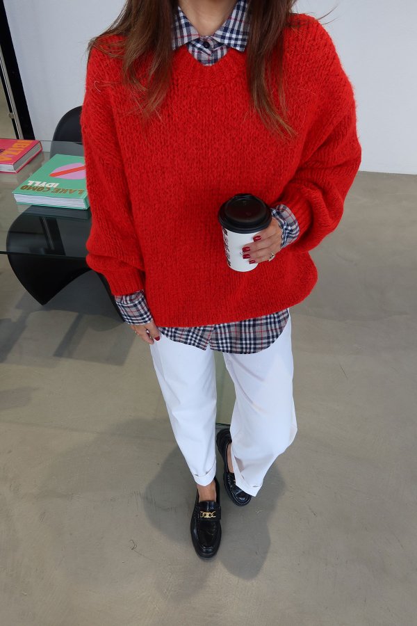 Bisiklet Yaka Kalın Örme Triko Kazak