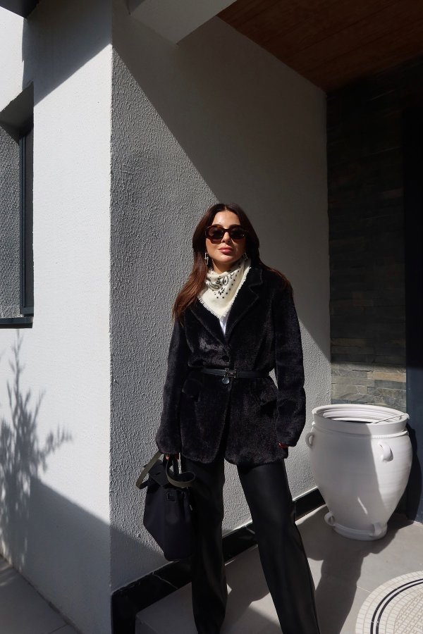 Çift Cepli Peluş Ceket