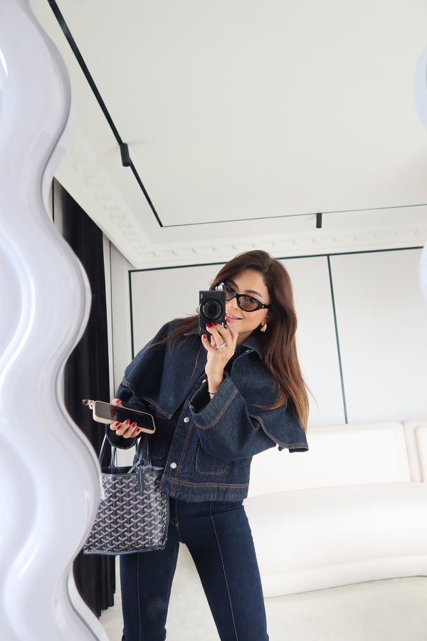 Pelerinli Denim Ceket