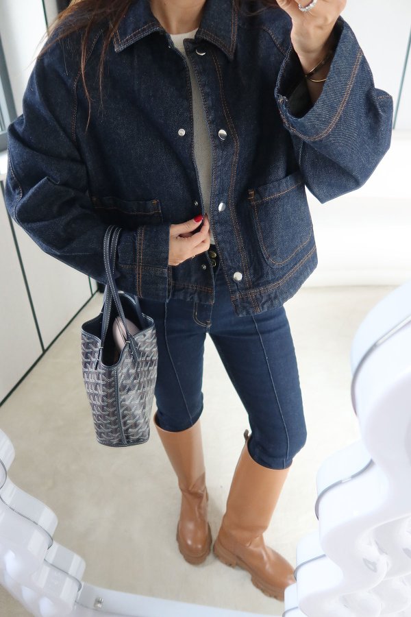 Pelerinli Denim Ceket