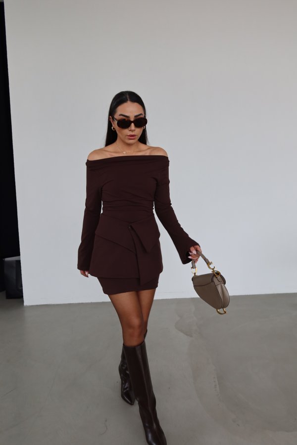 Süet Elbise Etek Takım