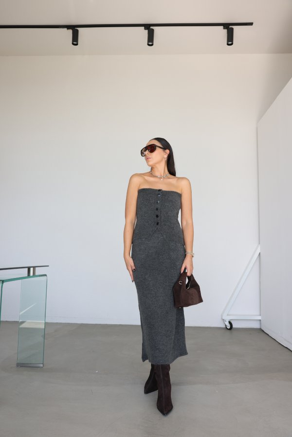 Triko Hırka Büstiyer Etek 3'Lü Takım