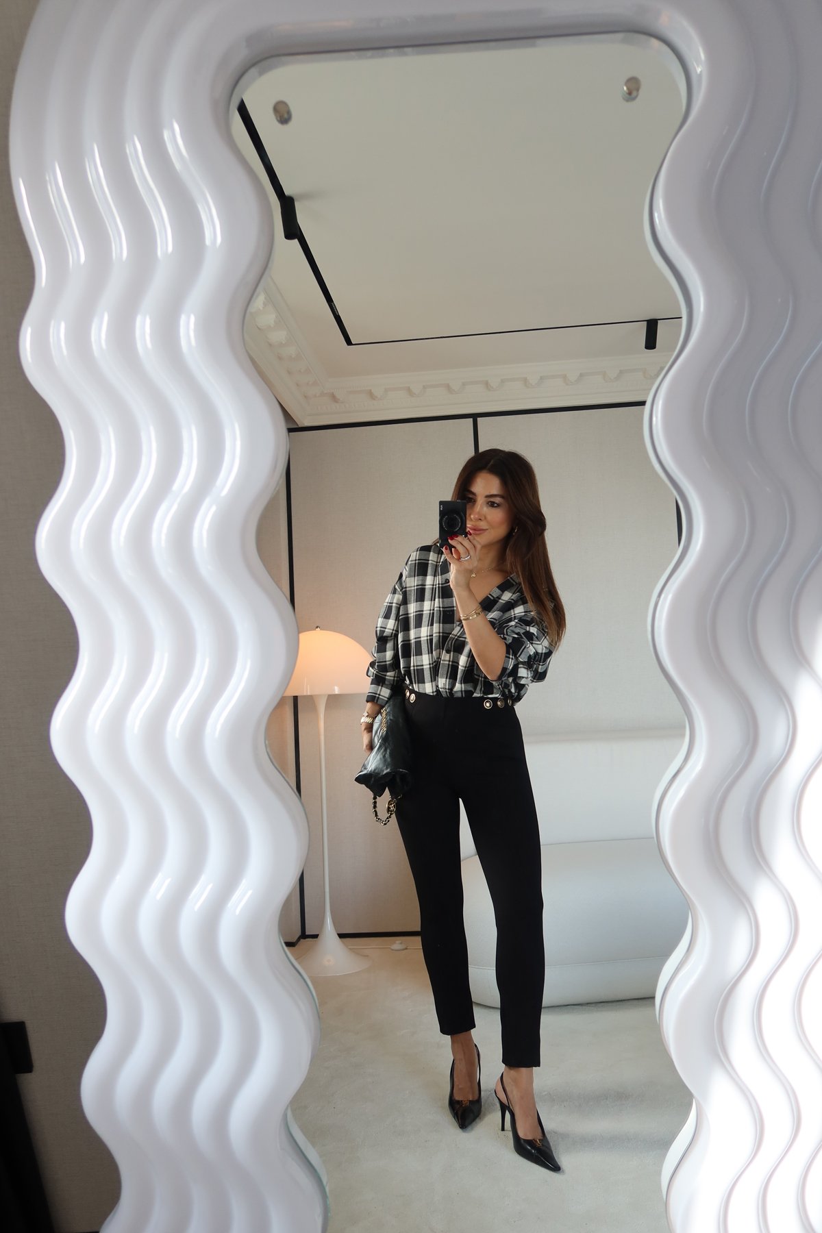 Düğme Detaylı Parça Dikişli Tayt Pantolon