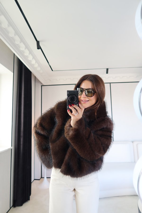 Kapüşonlu Kısa Kürk Ceket