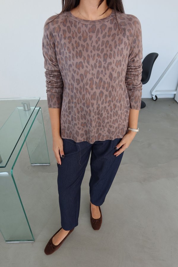 Leopar Desen İnce Triko