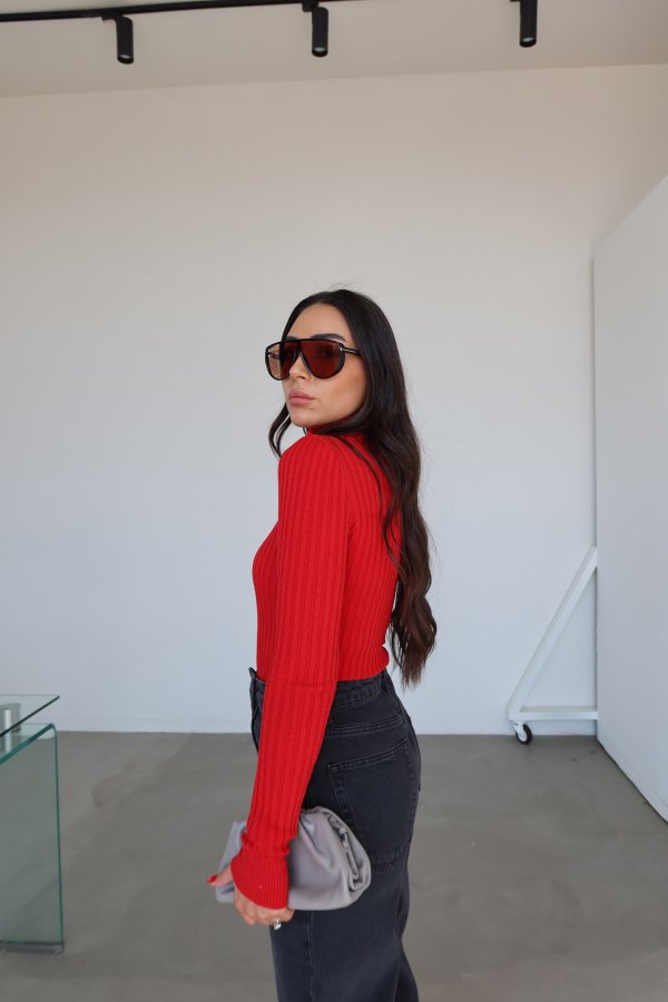 Balıkçı Yaka Fitilli Uzun Kol Triko