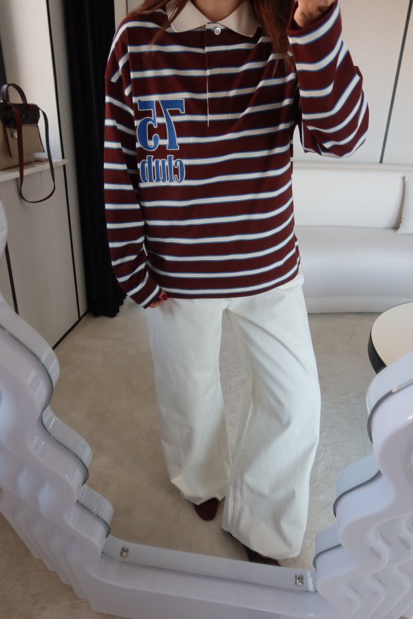 Kabartma Rakam ve Yazı Baskılı Çizgili Sweat