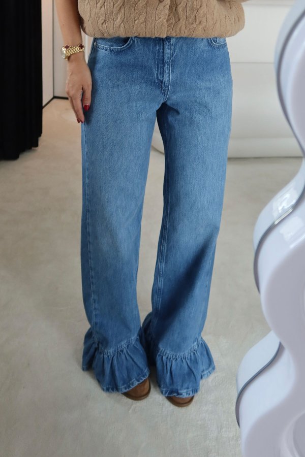 Paçası Fırfırlı Wideleg Jean