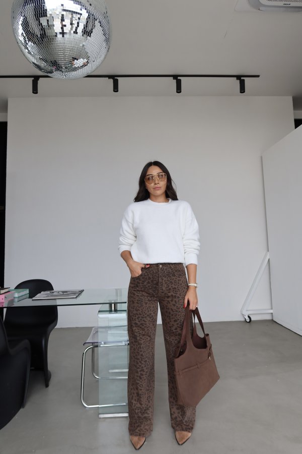 Üzeri Desenli Wideleg Jean