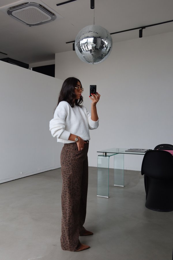 Üzeri Desenli Wideleg Jean