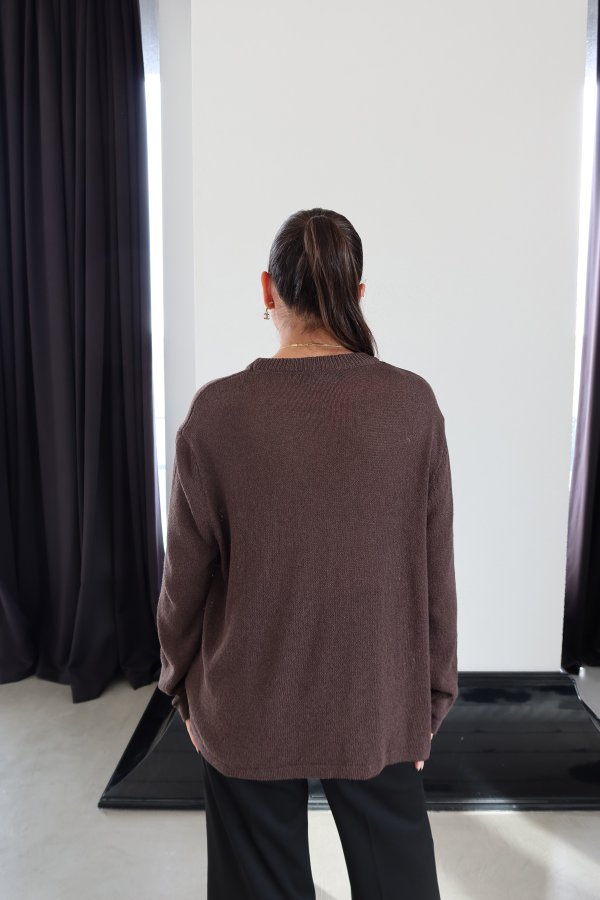 Bisiklet Yaka Oversize Basic Triko