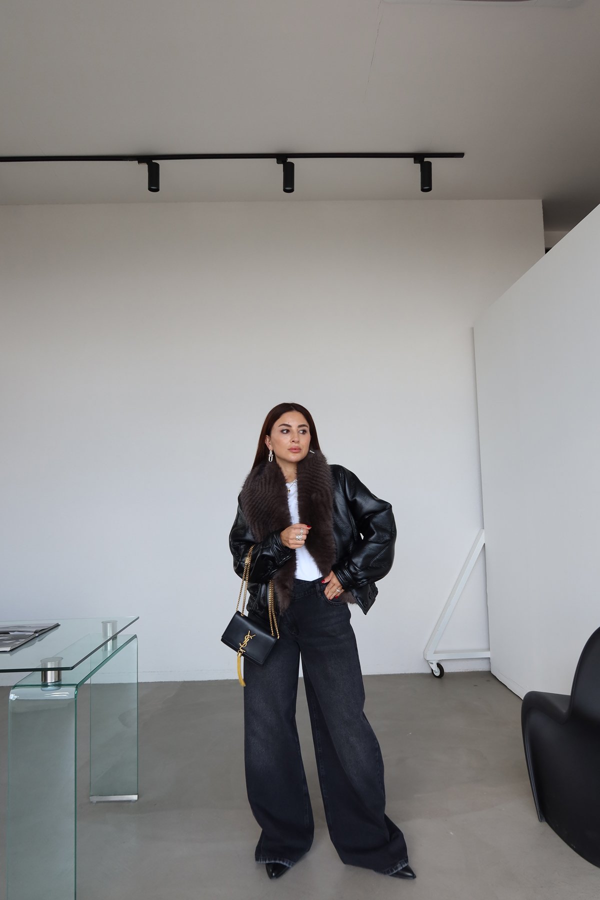 Beli Asimetrik Düğmeli Wideleg Jean