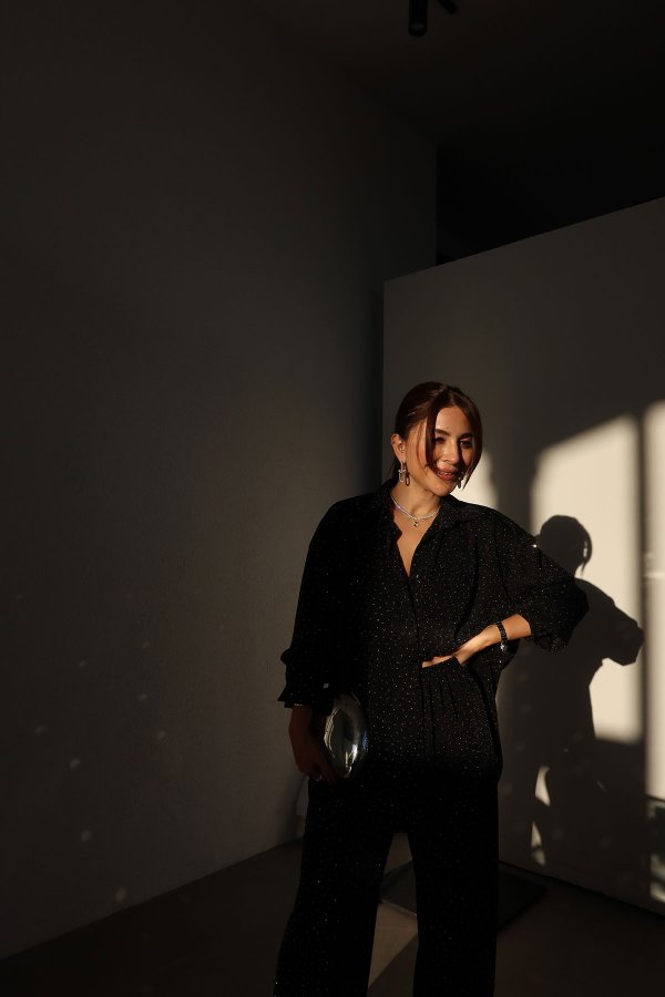 Taş Baskılı Gömlek Pantolon Takım