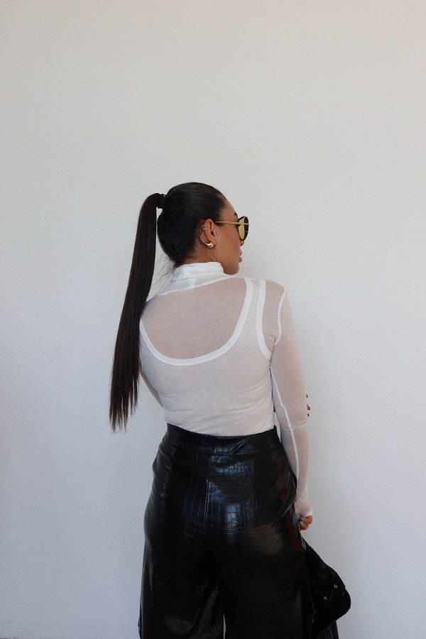 Dik Yaka İnce Atlet Bluz İkili Takım