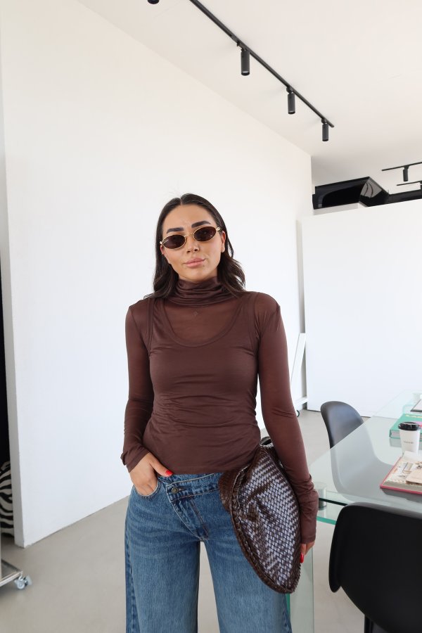 Dik Yaka İnce Atlet Bluz İkili Takım