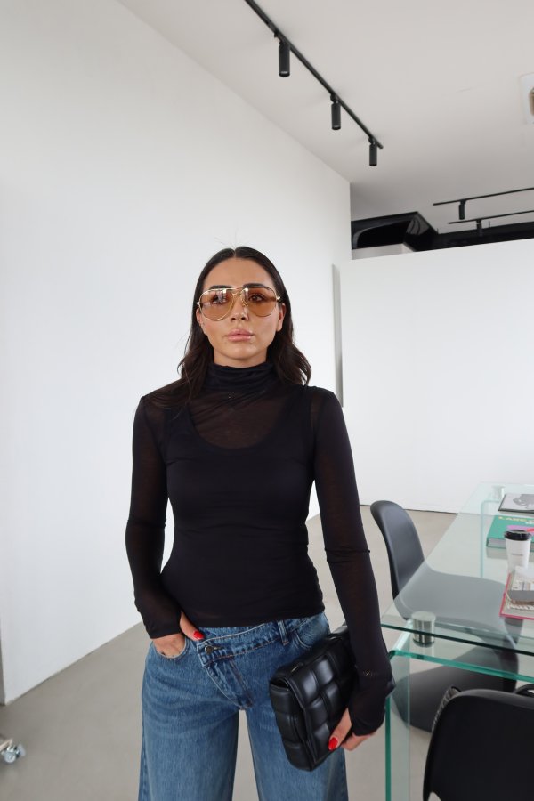 Dik Yaka İnce Atlet Bluz İkili Takım