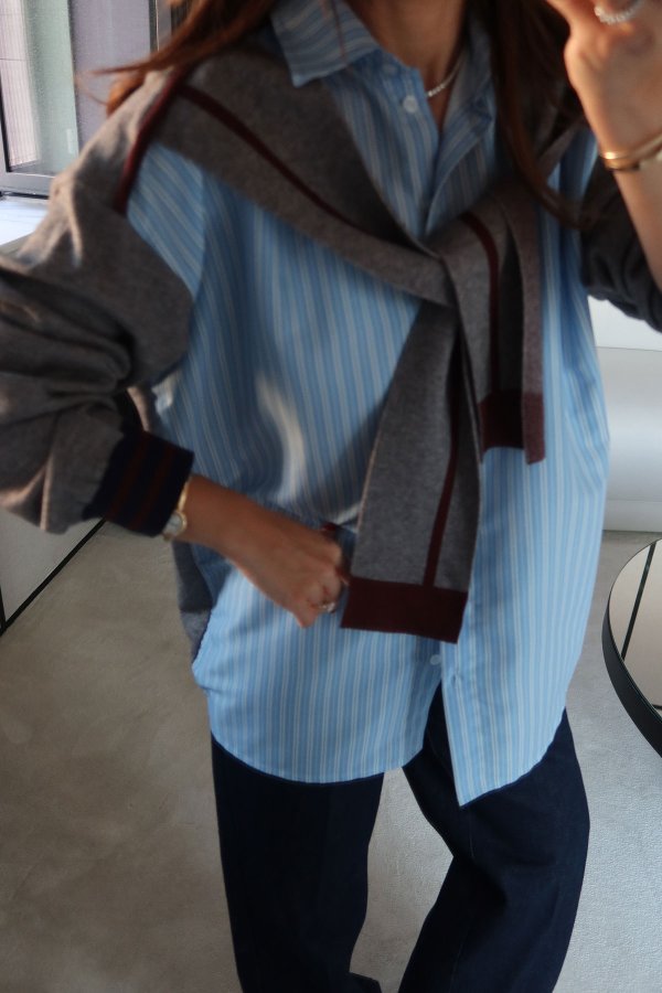 Kazak Detaylı Çizgili Gömlek