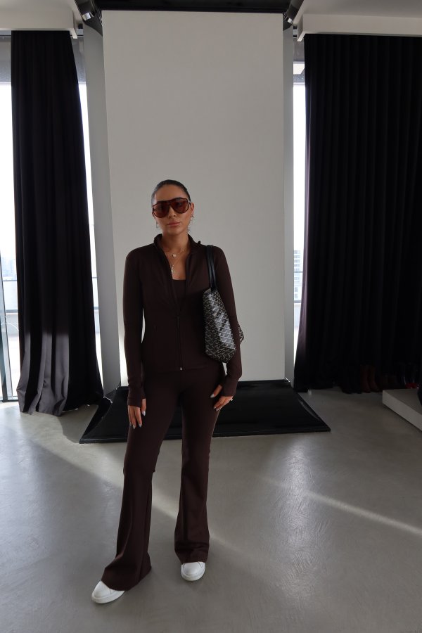 Yumuşak Dokulu Sweat Büstiyer Eşofman Alt Üçlü Takım