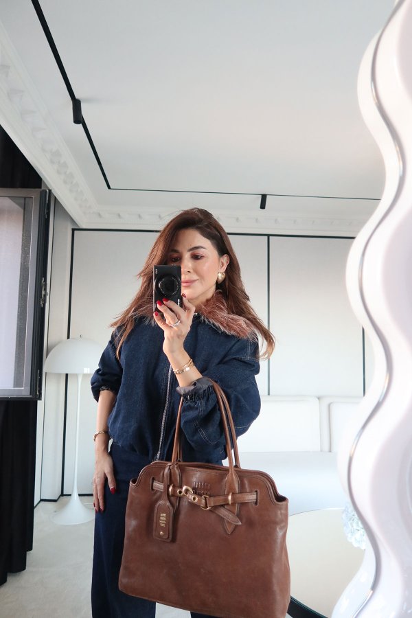 Yakası Kürklü Denim Ceket Pantolon Takım