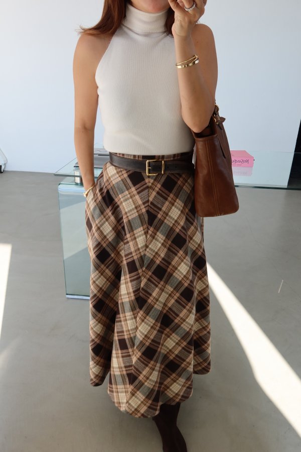 Ekoseli Uzun Triko Etek