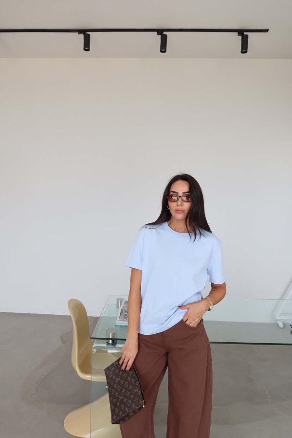 Yakası Fitilli Tok Doku Basic Tshirt