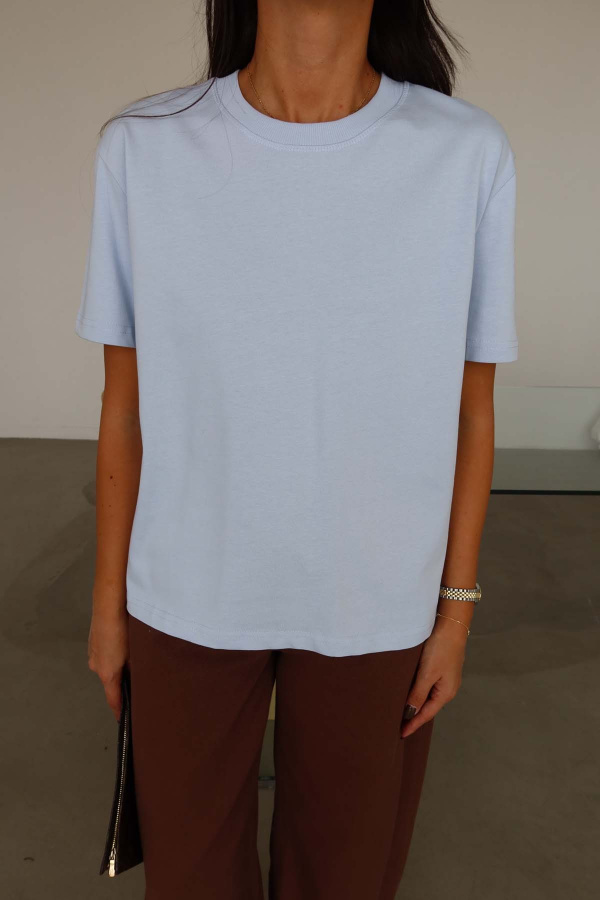 Yakası Fitilli Tok Doku Basic Tshirt