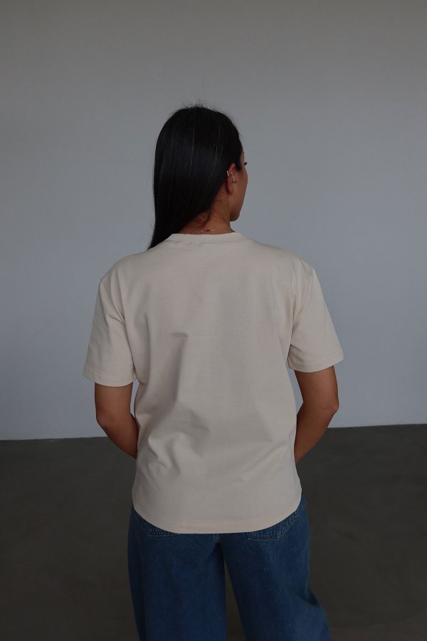 Yakası Fitilli Tok Doku Basic Tshirt