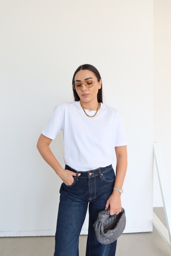 Yakası Fitilli Tok Doku Basic Tshirt
